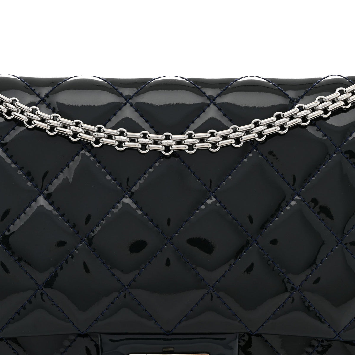 Patent Quilted 2.55 Reissue 227 Flap Dark Blue