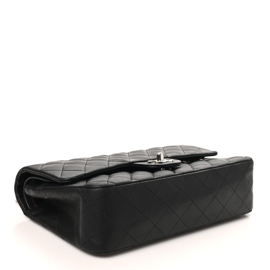 Lambskin Quilted Medium Double Flap Black