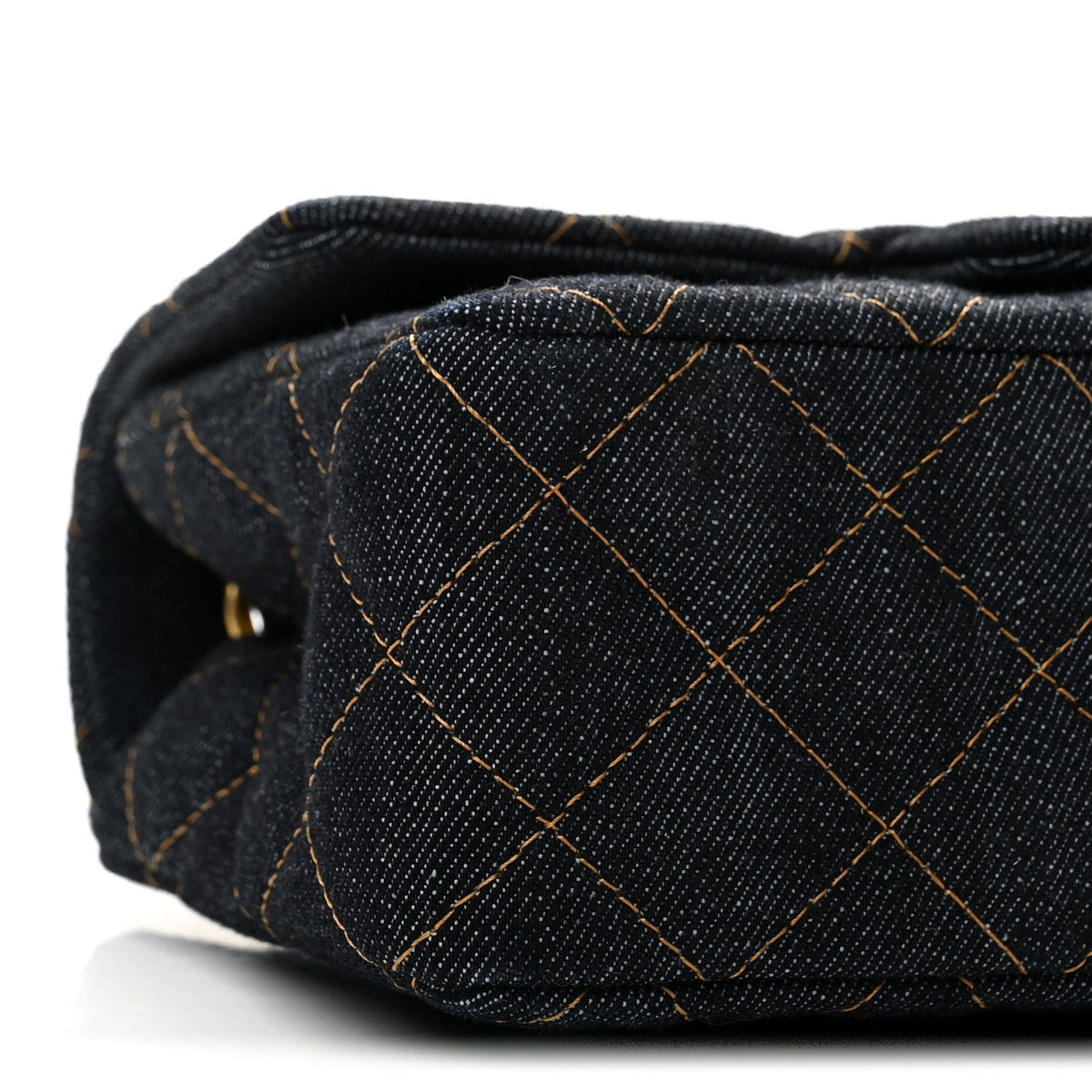 Denim Quilted Mini Rectangular Flap Dark Blue