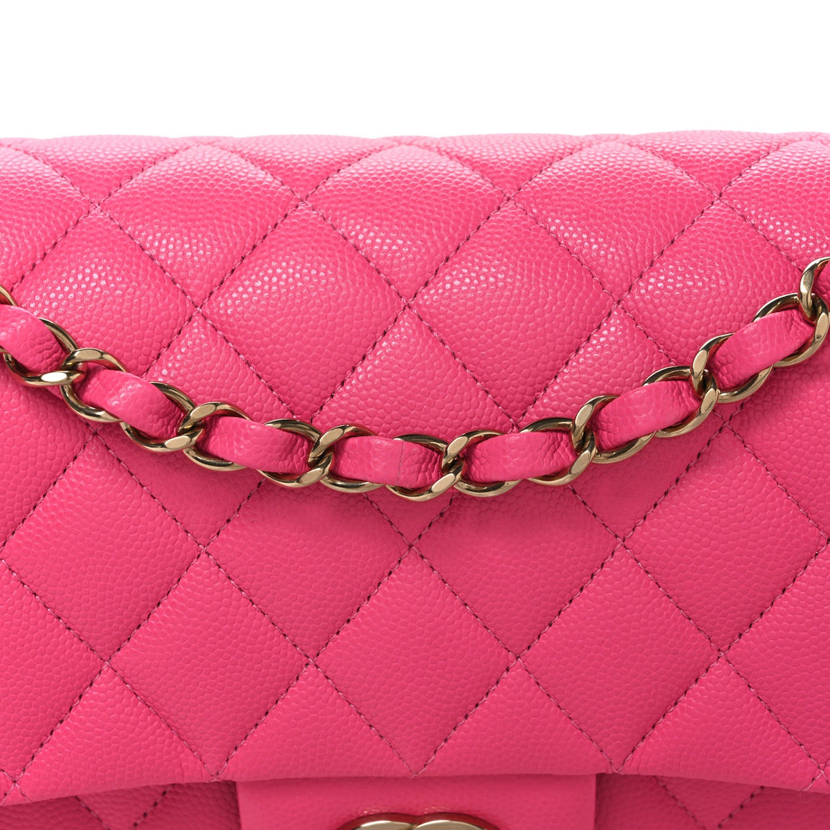 Caviar Quilted Medium Double Flap Dark Pink