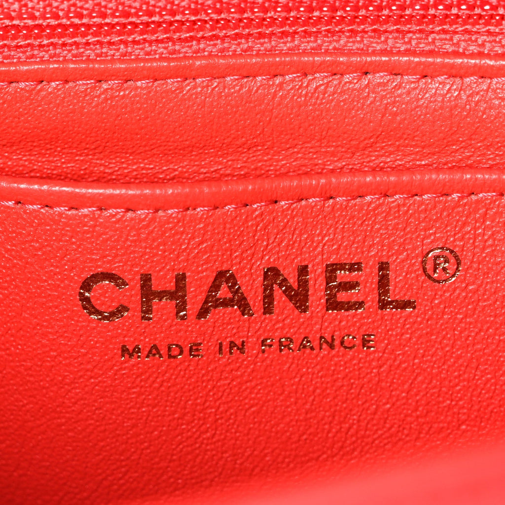 Lambskin Quilted Mini Rectangular Flap Red