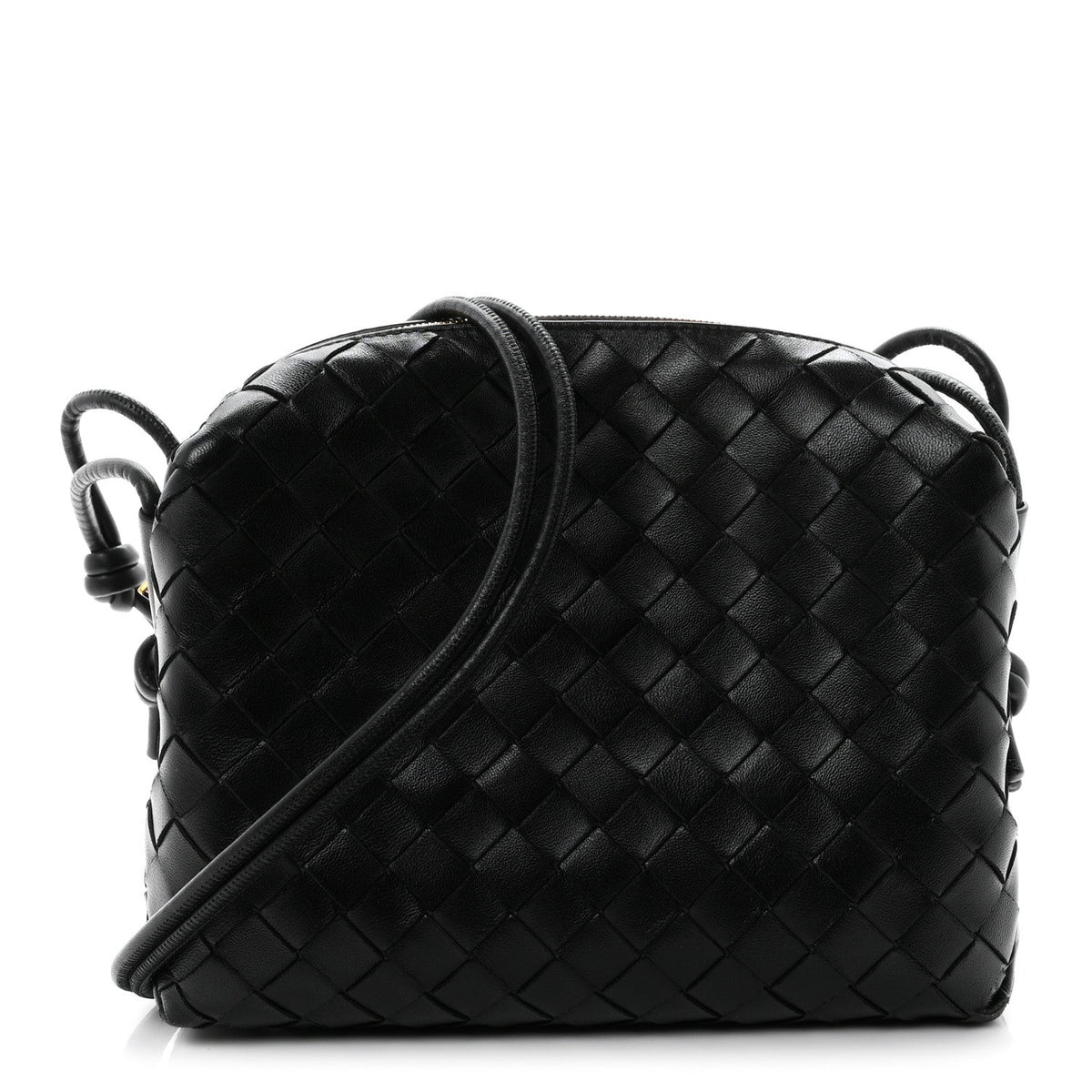 Nappa Intrecciato Small Loop Camera Bag Black
