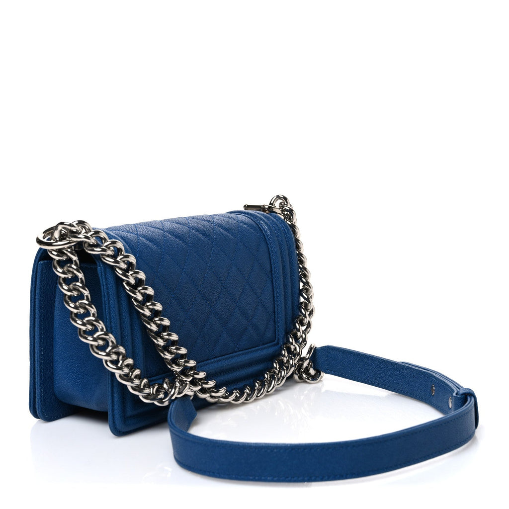 Caviar Quilted Small Boy Flap Blue