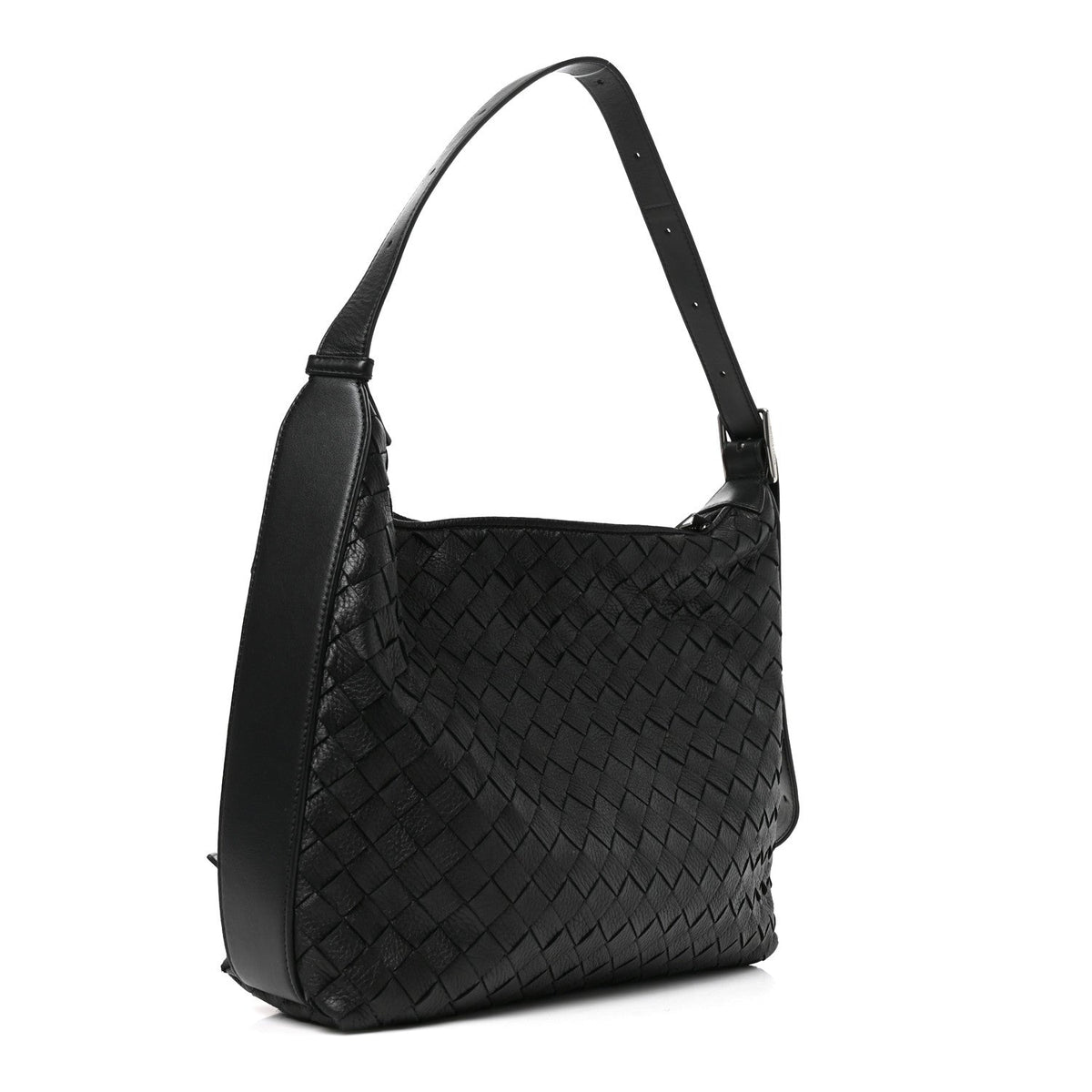 Deerskin Intrecciato Small Traveler Hobo Black