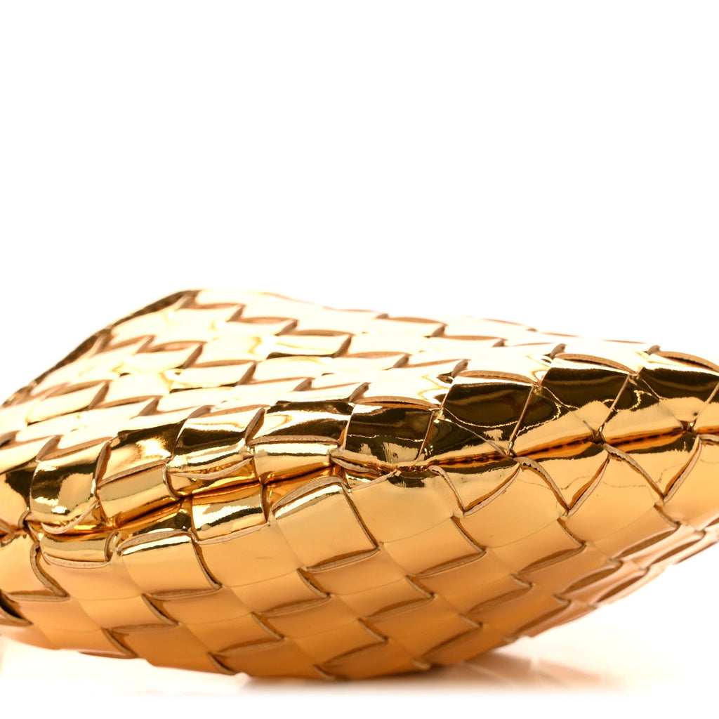 Mirror Laminated Nappa Intrecciato Mini Sardine Bag Gold