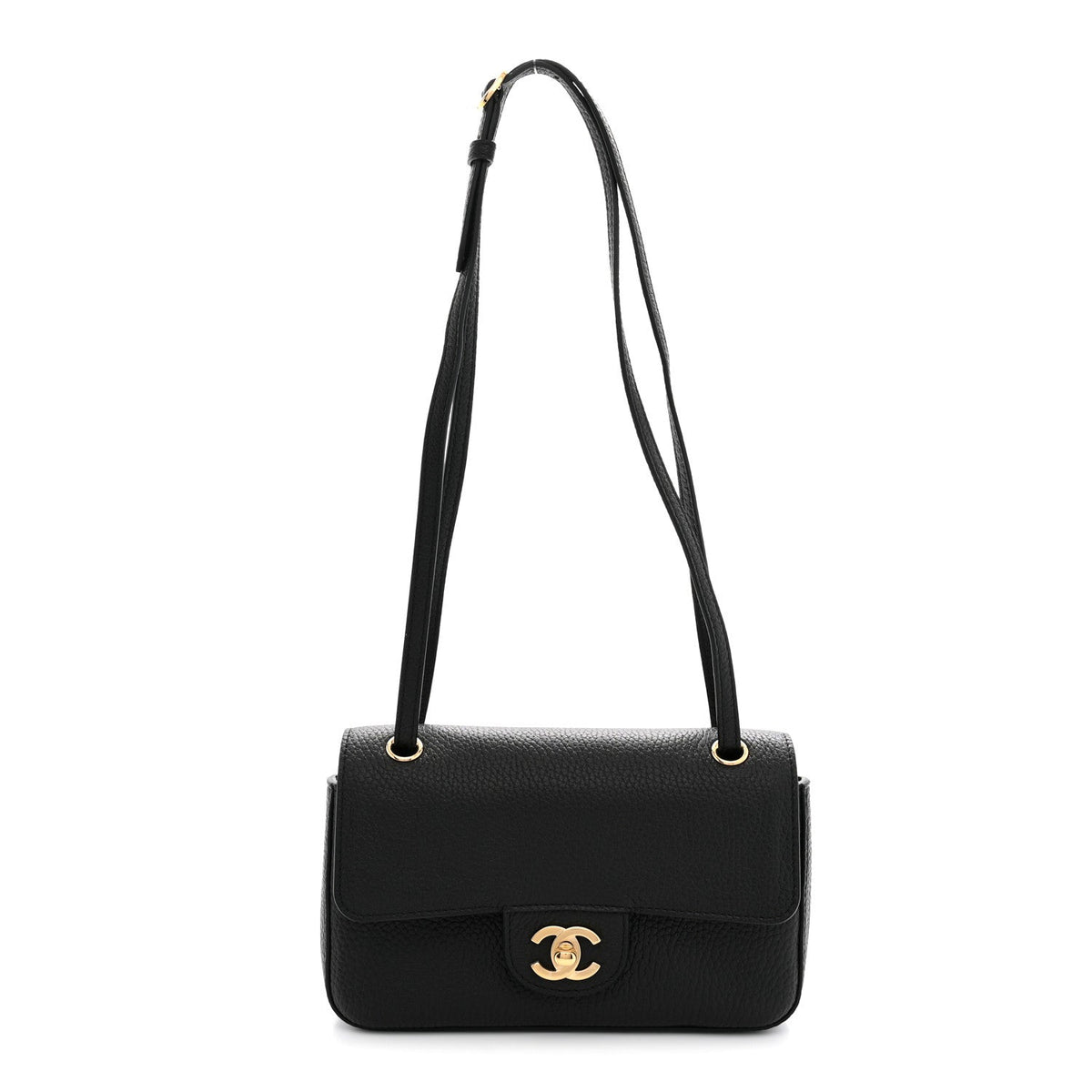 Grained Calfskin Mini Souplissimo Maxi Flap Black