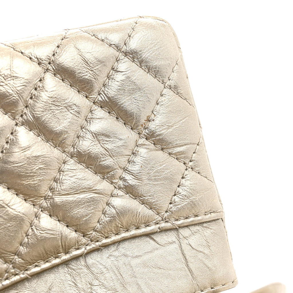 Metallic Aged Calfskin Quilted 2.55 Reissue 225 Flap Pale Gold