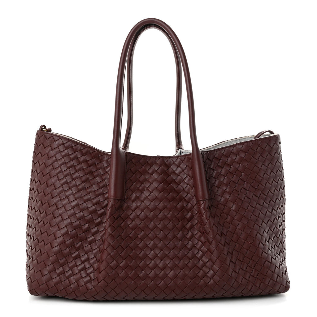 Calfskin Intrecciato Pinacoteca Reversible Tote Madder Brown Lunar
