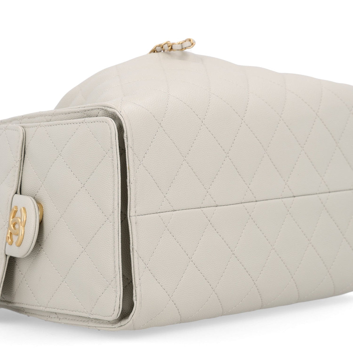 Caviar Quilted Small Chanel 25 Handbag Light Grey