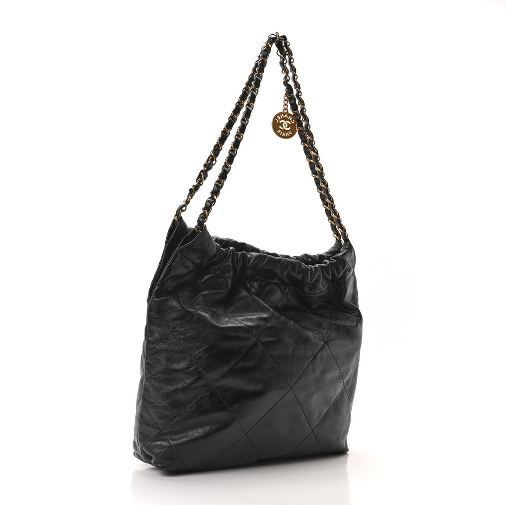 Calfskin Quilted Small Chanel 22 Black