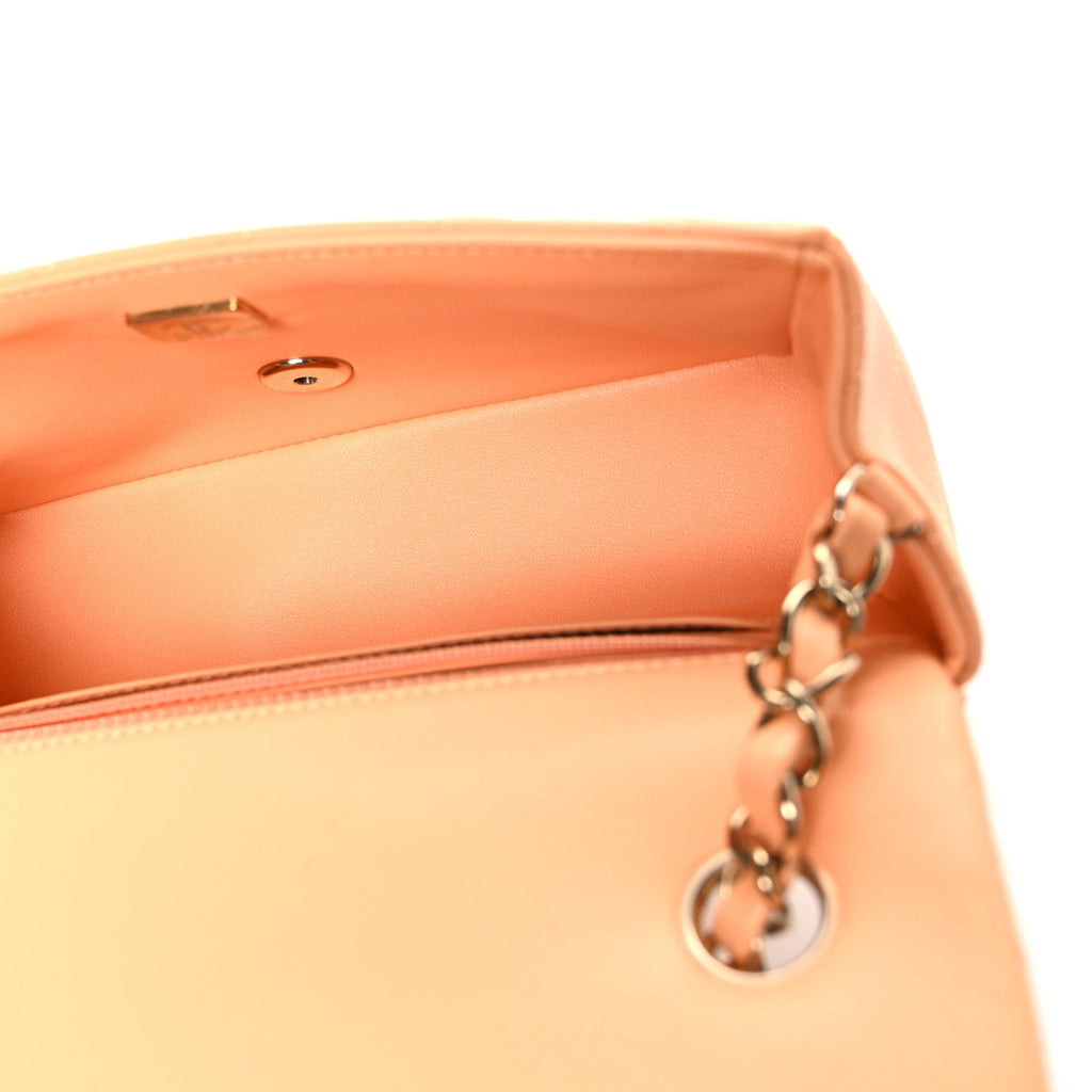 Lambskin Quilted Mini Rectangular Flap Light Orange
