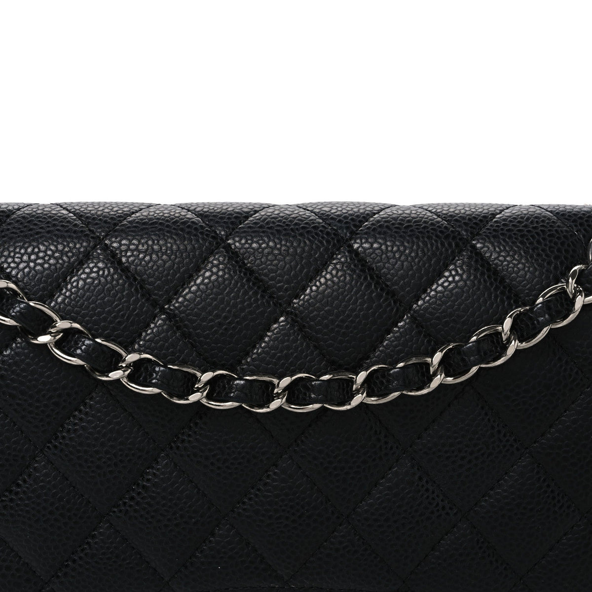 Caviar Quilted Medium Double Flap Black