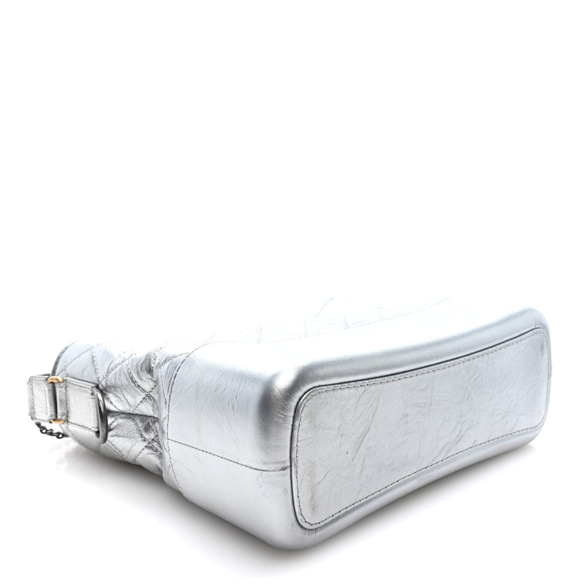 Metallic Aged Calfskin Quilted Medium Gabrielle Silver