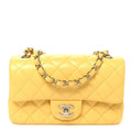 Lambskin Quilted Mini Rectangular Flap Yellow