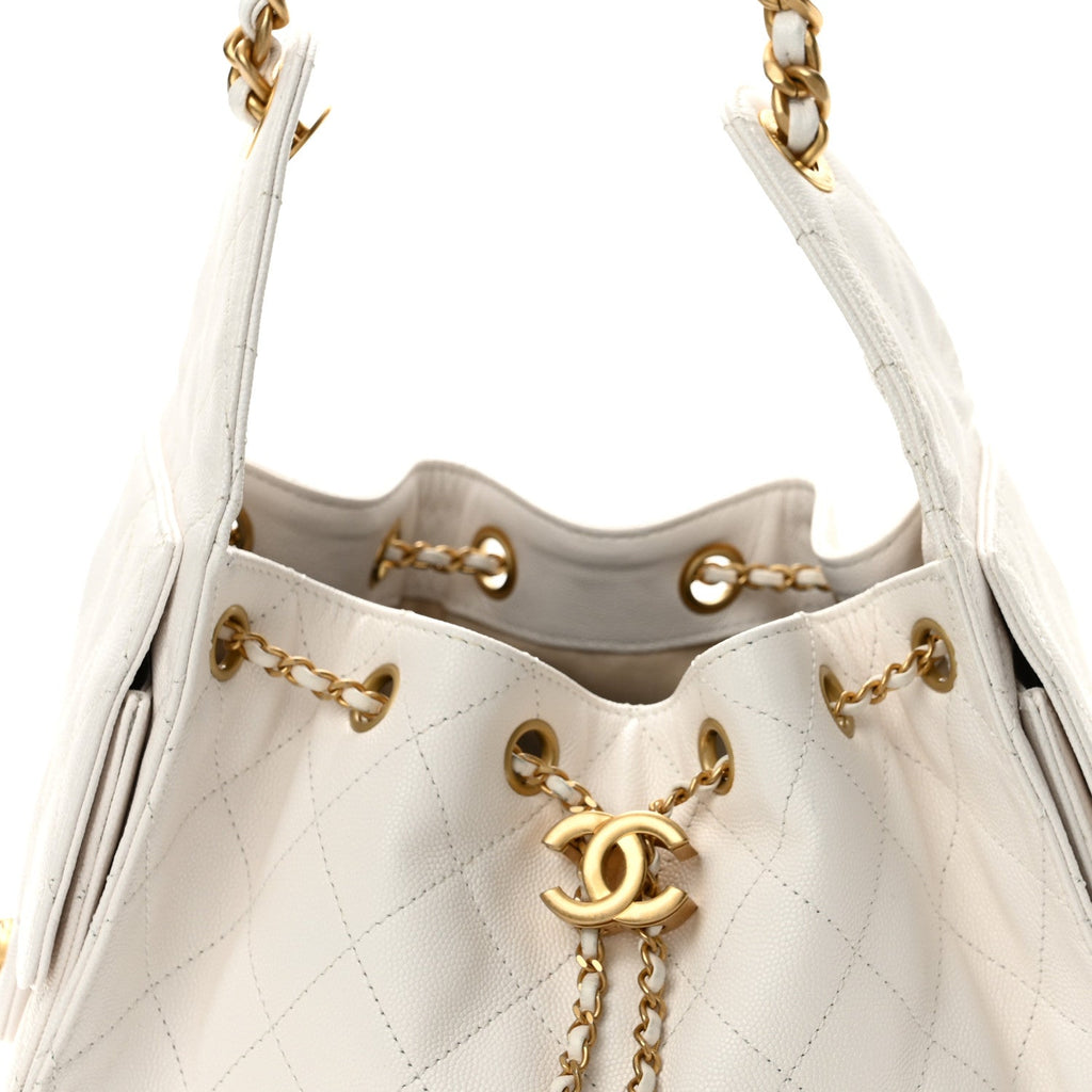Caviar Quilted Small Chanel 25 Handbag White