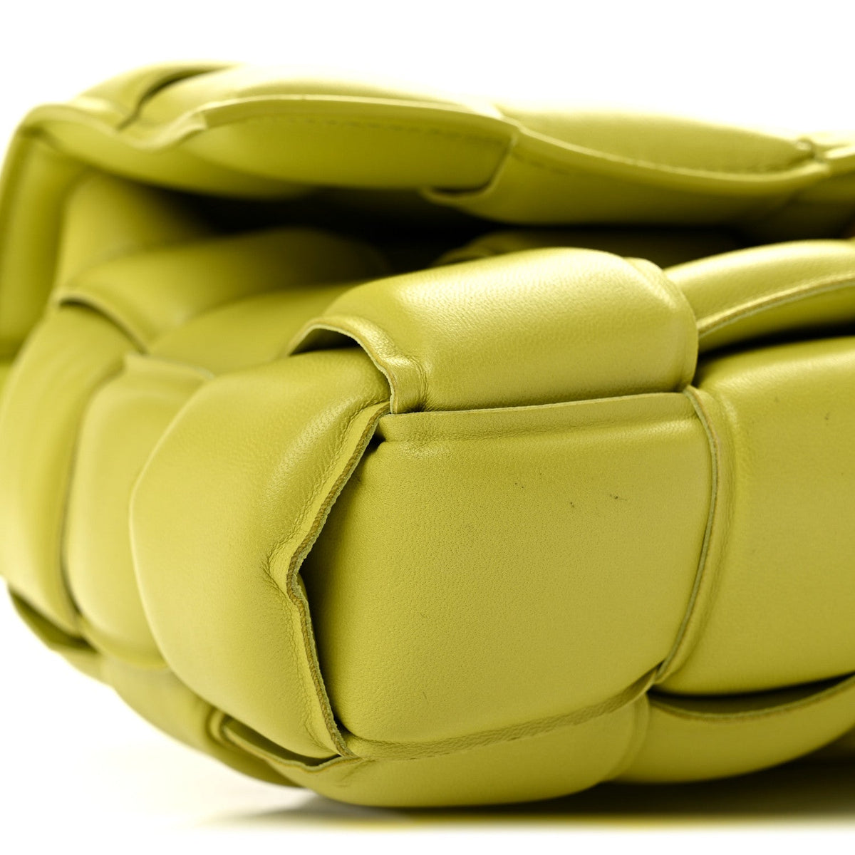 Nappa Maxi Intreccio Padded Cassette Crossbody Bag Lime