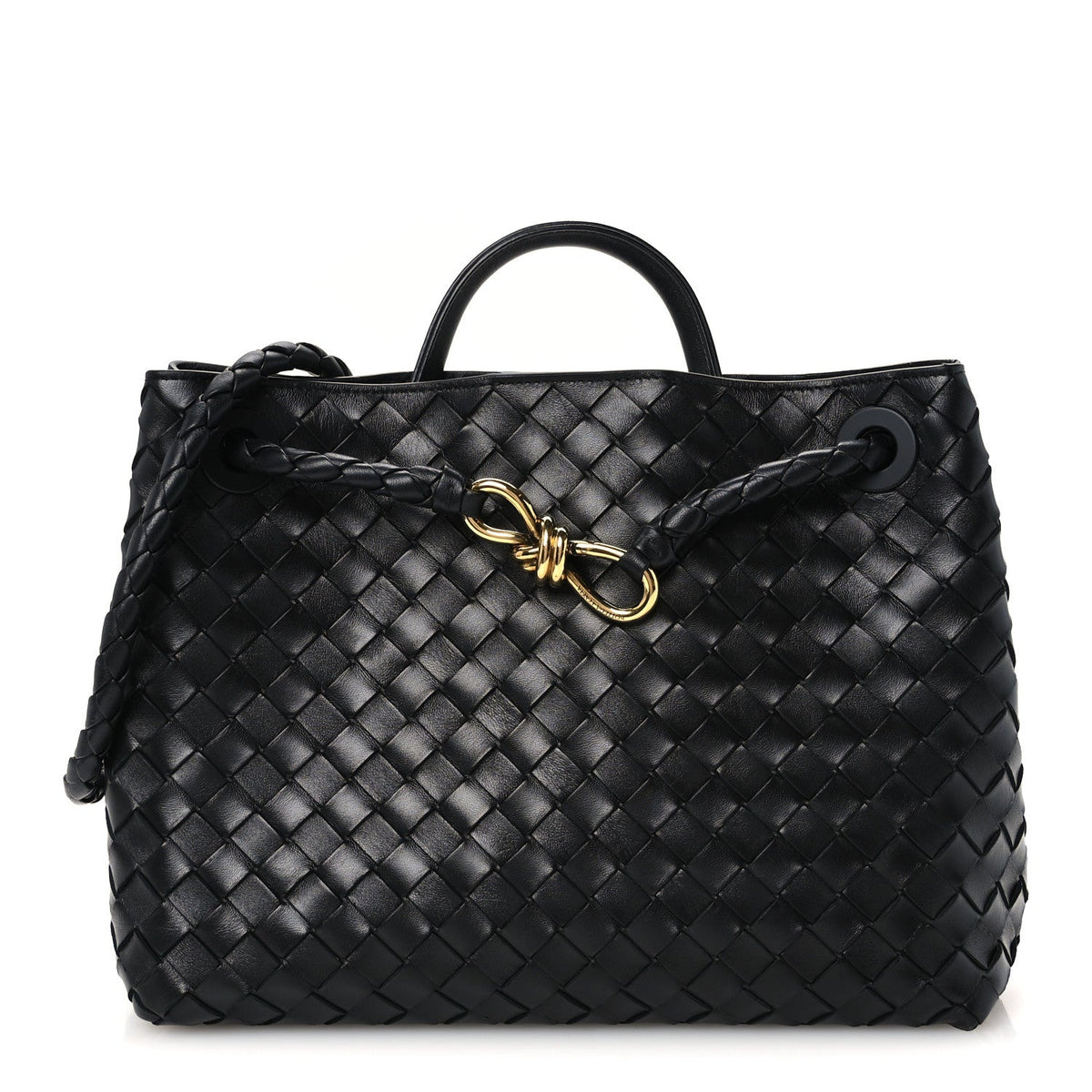 Nappa Intrecciato Medium Andiamo Shoulder Bag Black