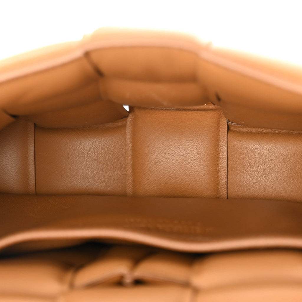 Nappa Maxi Intreccio Padded Cassette Crossbody Bag Caramel