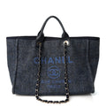 Lurex Canvas Medium Deauville Tote Navy Blue