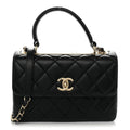 Lambskin Quilted Small Trendy CC Dual Handle Flap Bag Black