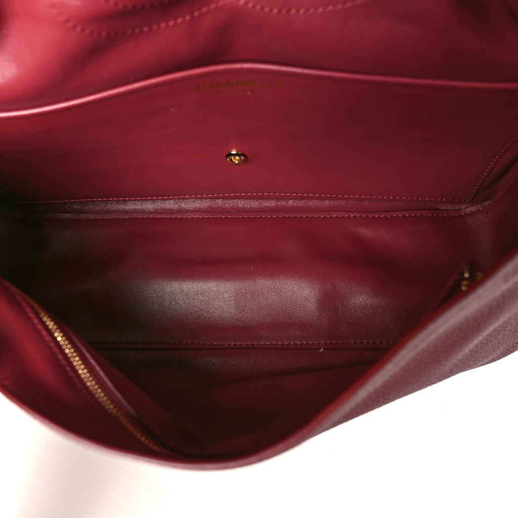 Grained Calfskin Small Souplissimo Maxi Flap Burgundy
