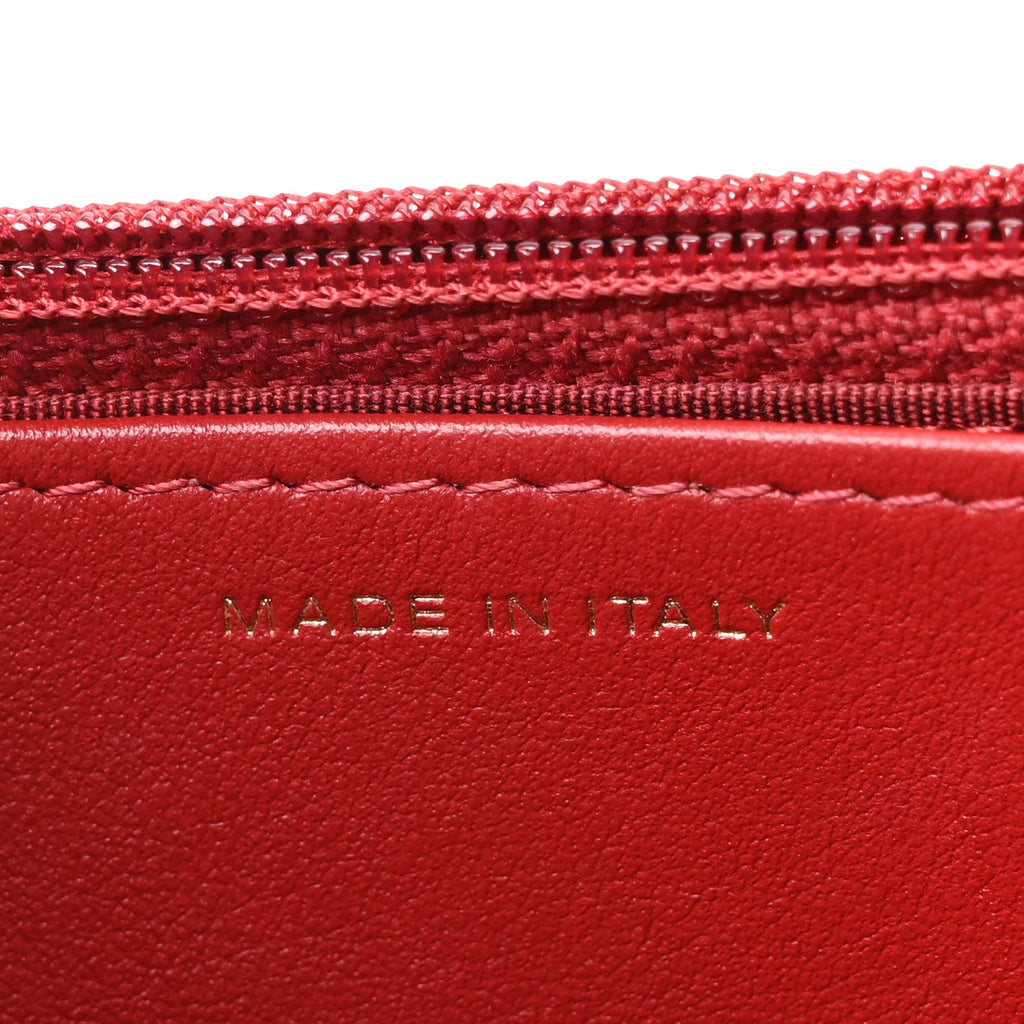 Caviar Camellia Embossed Wallet On Chain WOC Red