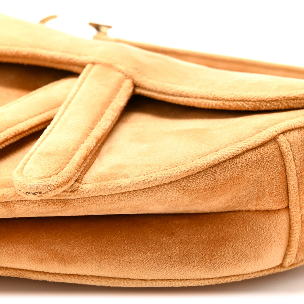 Velvet Crystal Mini Saddle Bag Tan