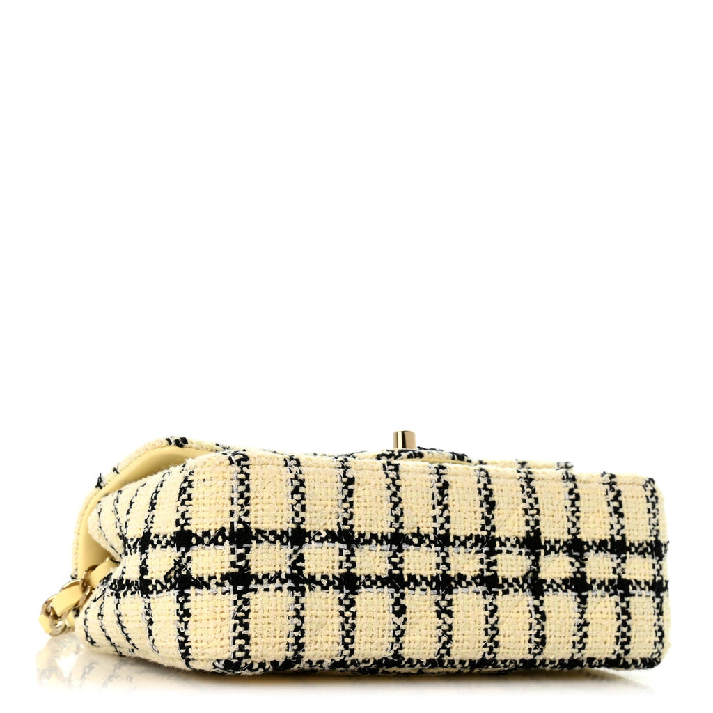 Tweed Quilted Mini Rectangular Flap Yellow Black