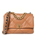 Lambskin Quilted Medium Chanel 19 Flap Brown