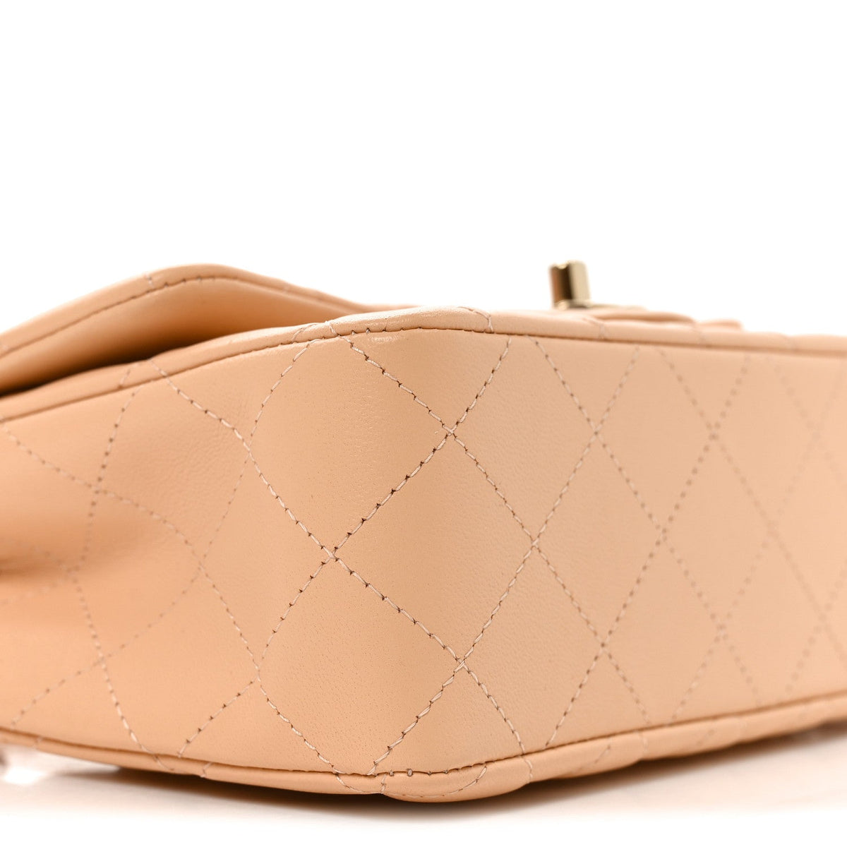 Lambskin Quilted Mini Rectangular Flap Beige