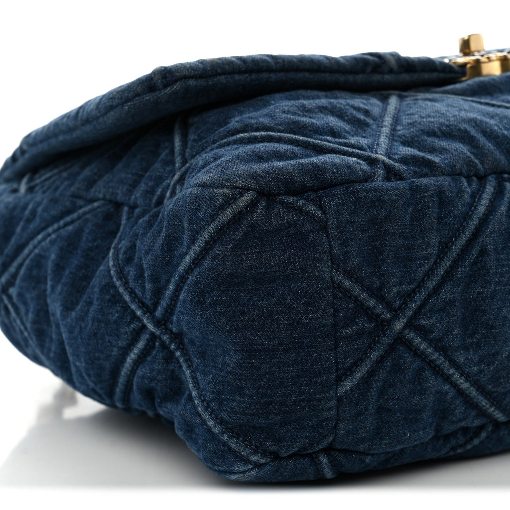Denim Quilted Maxi Chanel 19 Flap Blue
