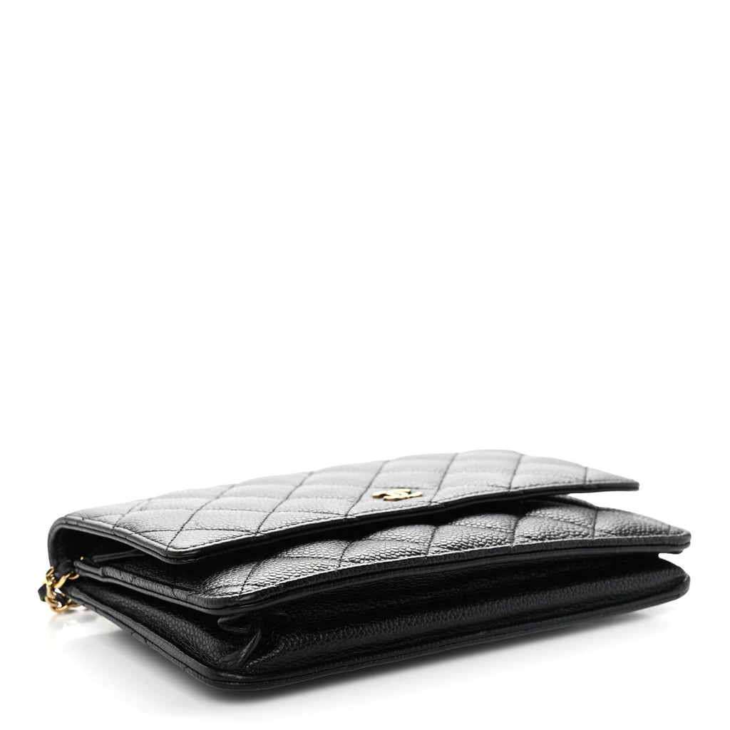 Caviar Quilted Wallet on Chain WOC Black