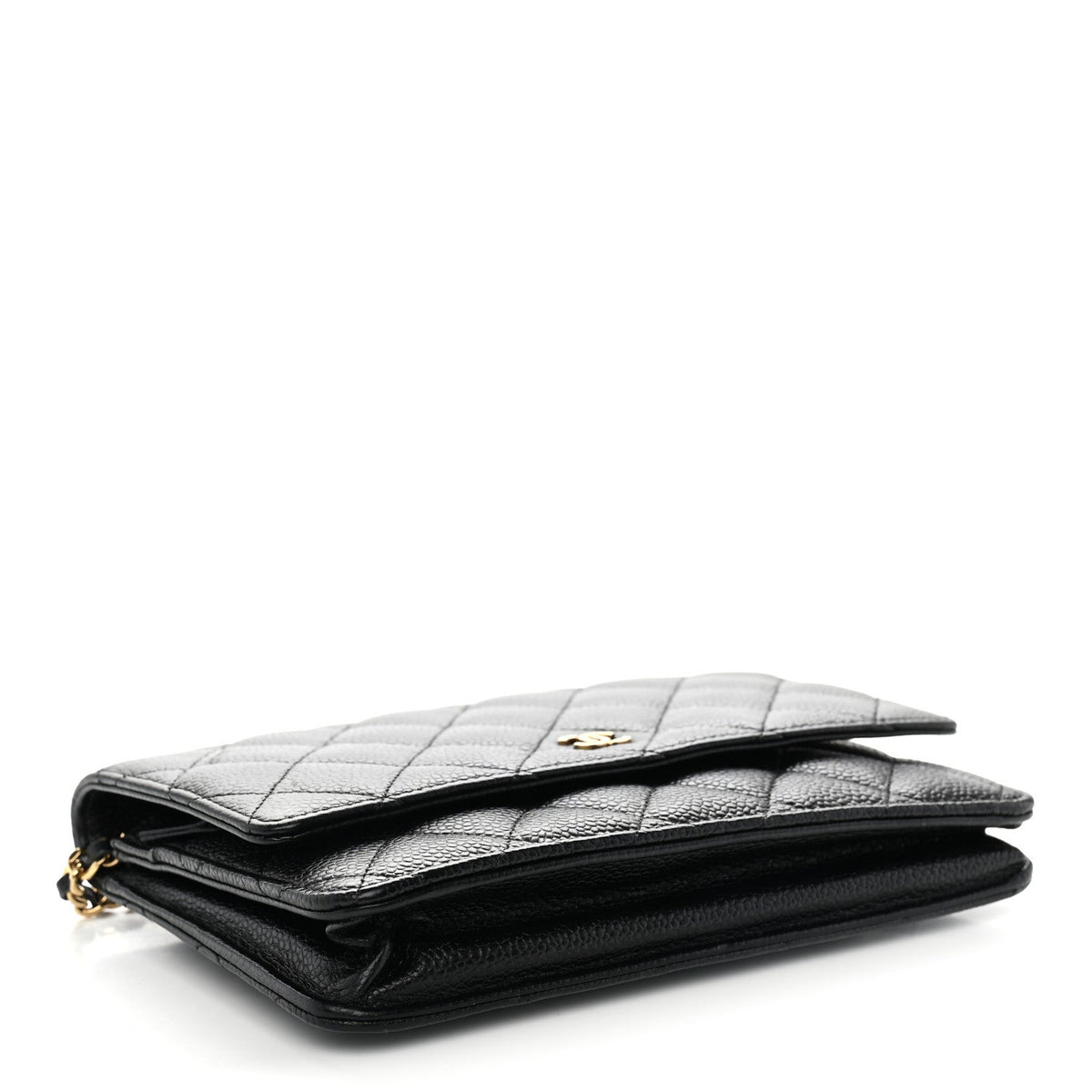 Caviar Quilted Wallet on Chain WOC Black