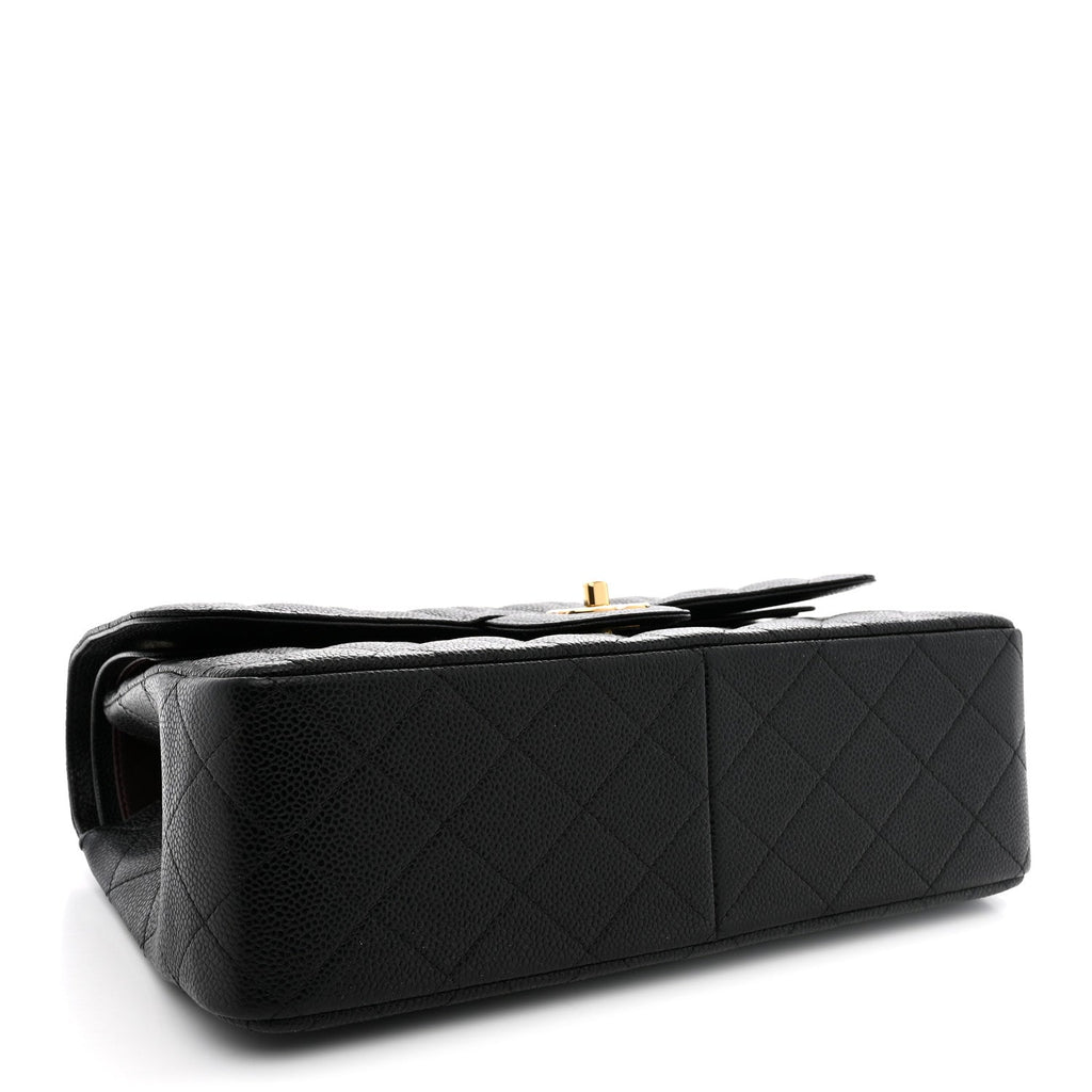 Caviar Quilted Jumbo Double Flap Black