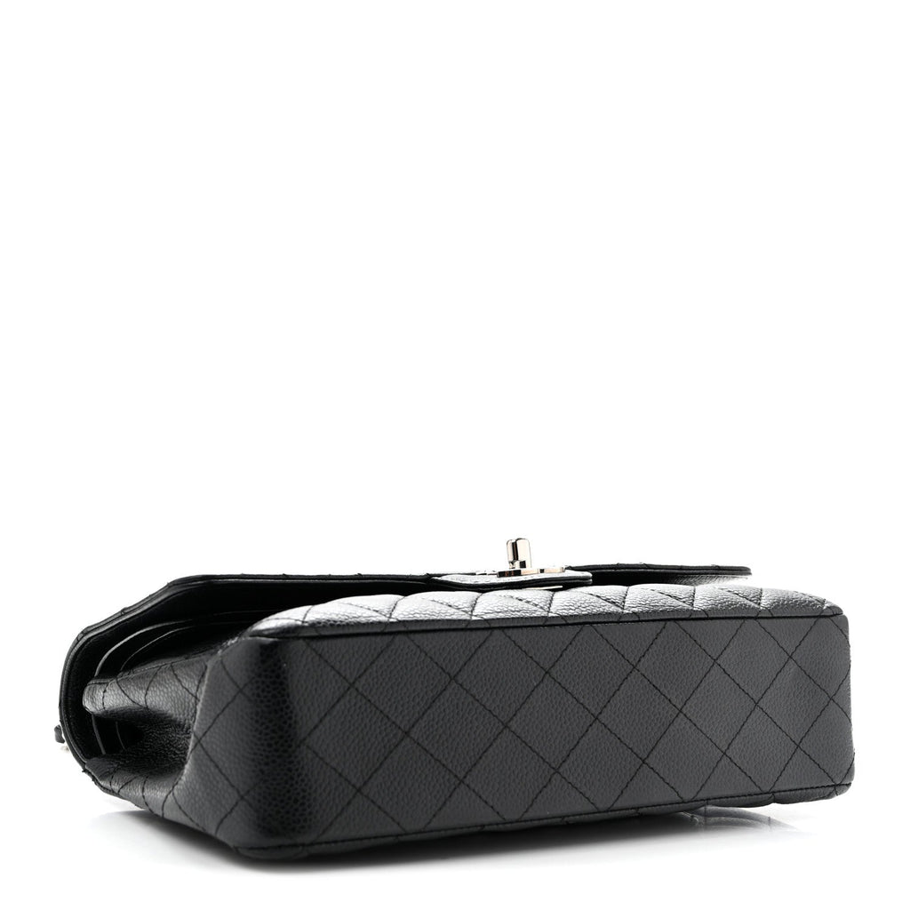 Caviar Quilted Medium Double Flap Black