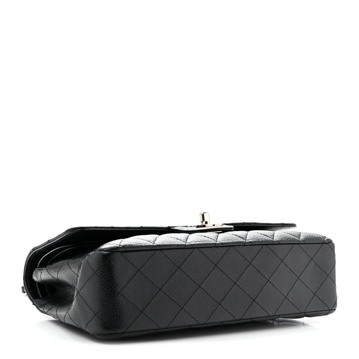 Caviar Quilted Medium Double Flap Black