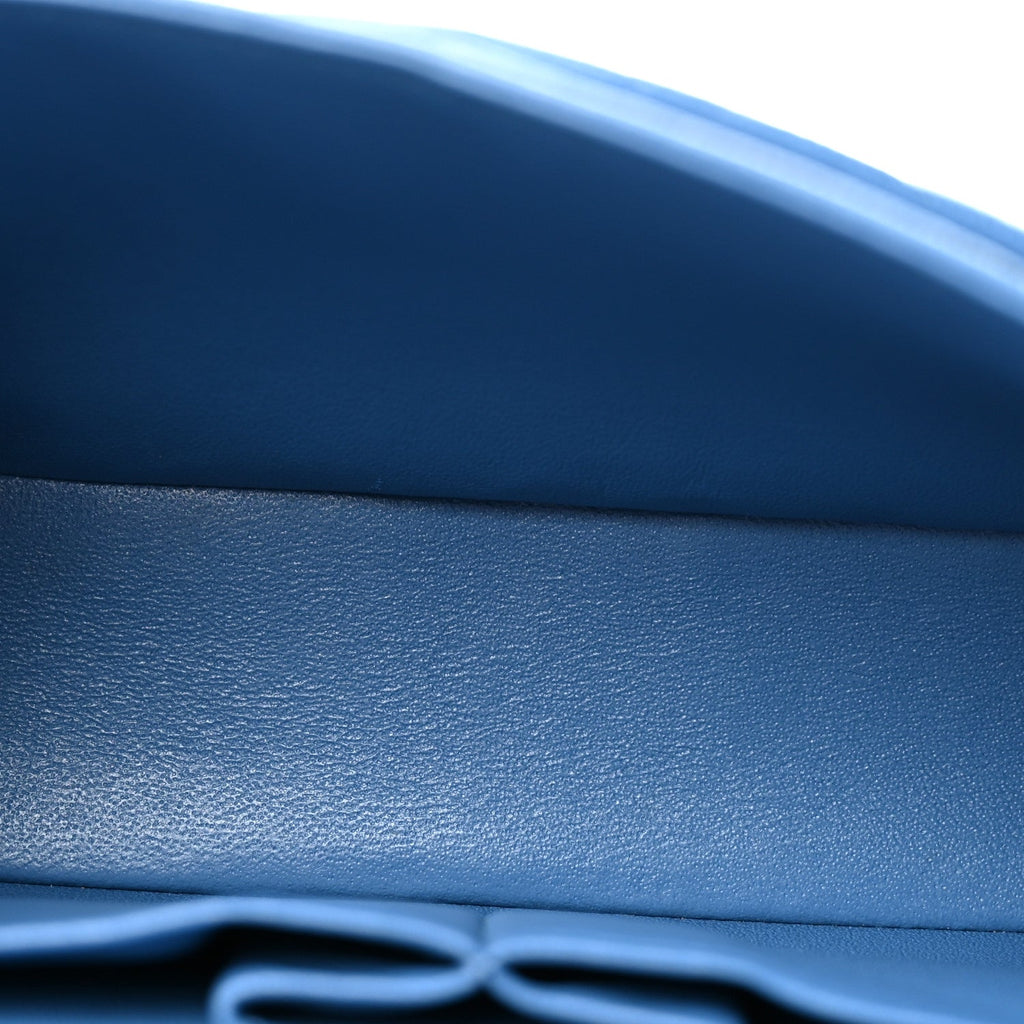 Caviar Quilted Medium Double Flap Blue