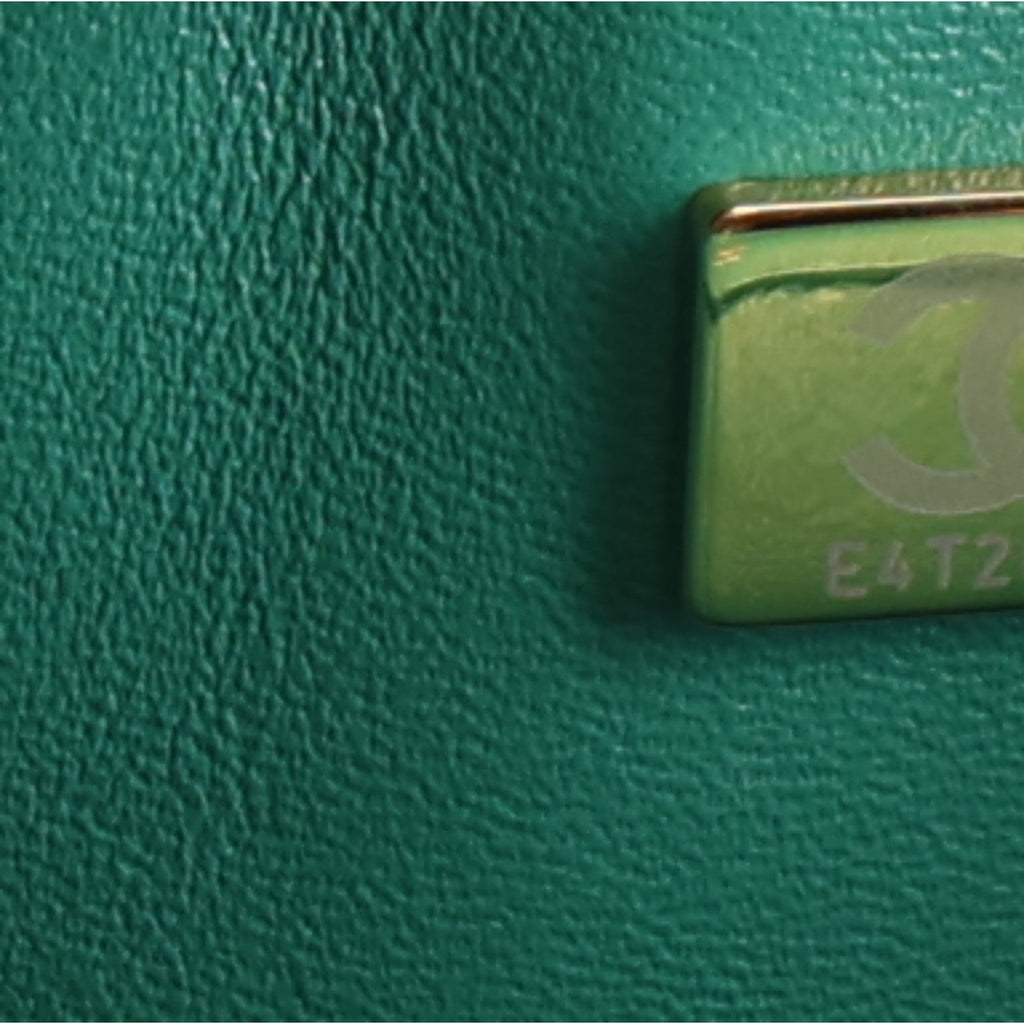 Lambskin Quilted Small Double Flap Green