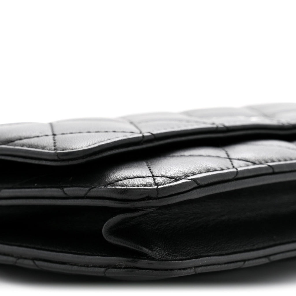Lambskin Quilted Wallet On Chain WOC Black