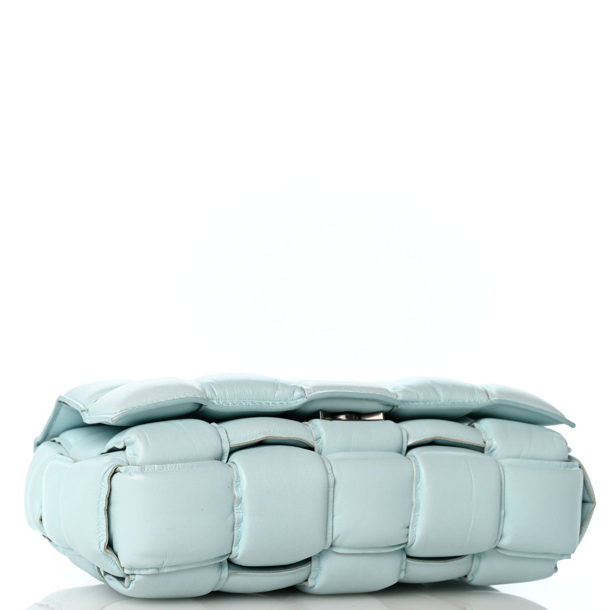 Paper Calfskin Maxi Intreccio Padded Cassette Crossbody Bag Ice