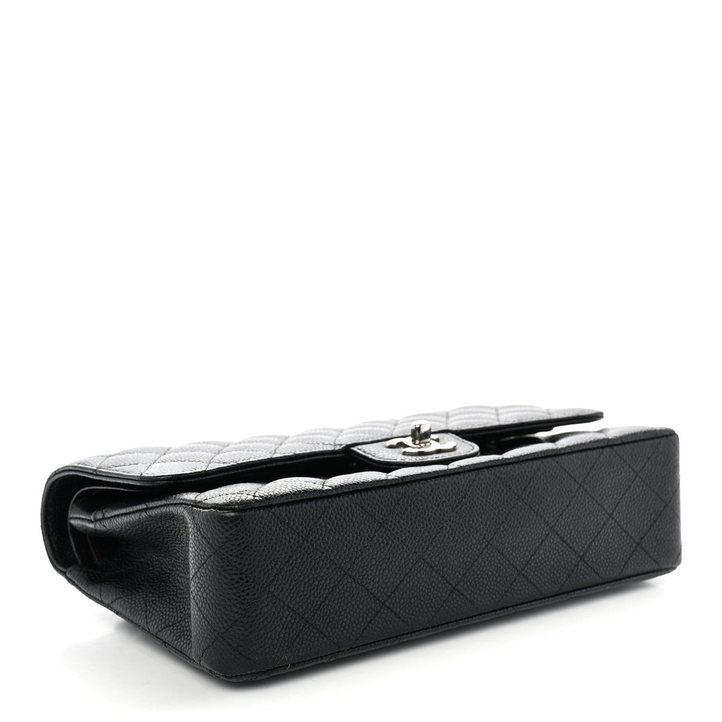 Caviar Quilted Medium Double Flap Black