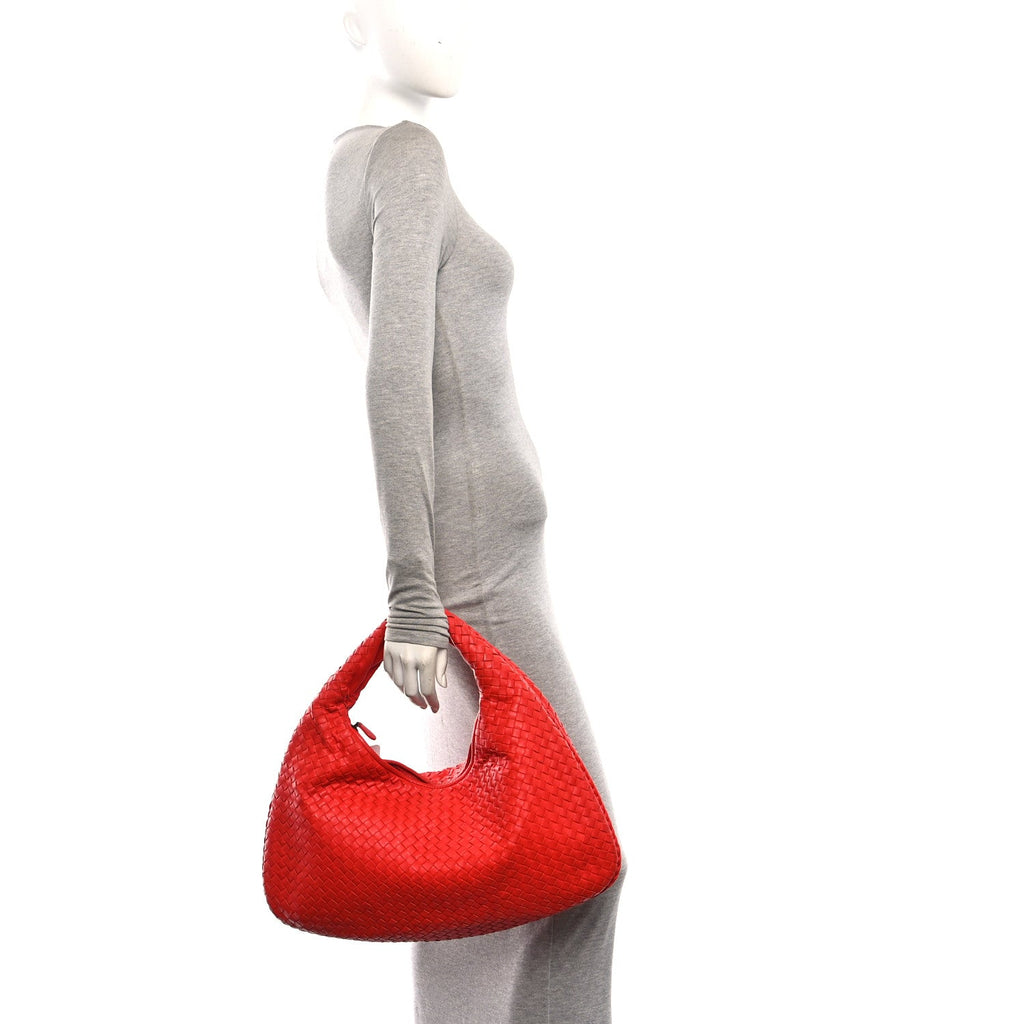 Nappa Intrecciato Large Veneta Hobo Red