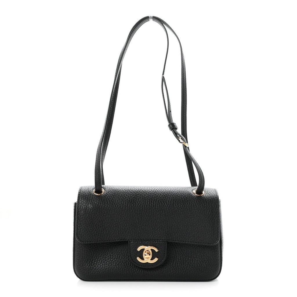 Grained Calfskin Mini Souplissimo Maxi Flap Black