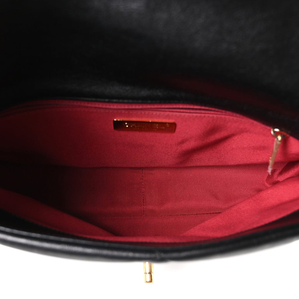 Goatskin Quilted Large Chanel 19 Flap Black