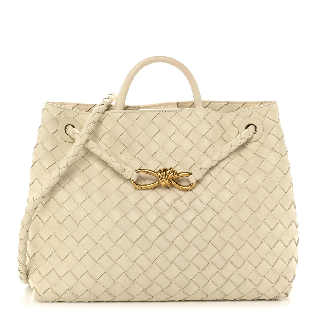 Nappa Intrecciato Medium Andiamo Shoulder Bag Sea Salt