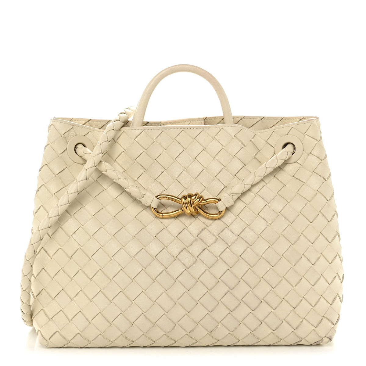 Nappa Intrecciato Medium Andiamo Shoulder Bag Sea Salt