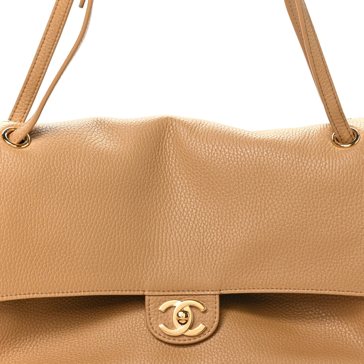Grained Calfskin Small Souplissimo Maxi Flap Dark Beige
