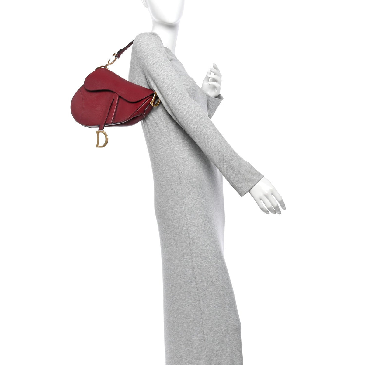 Grained Calfskin Saddle Bag Red