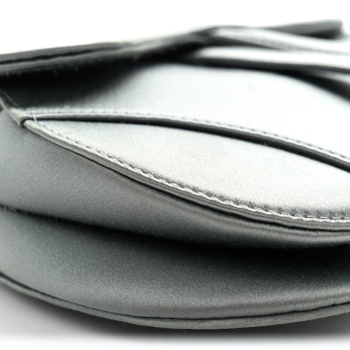 Satin Crystal Mini Saddle Bag Blue Gray