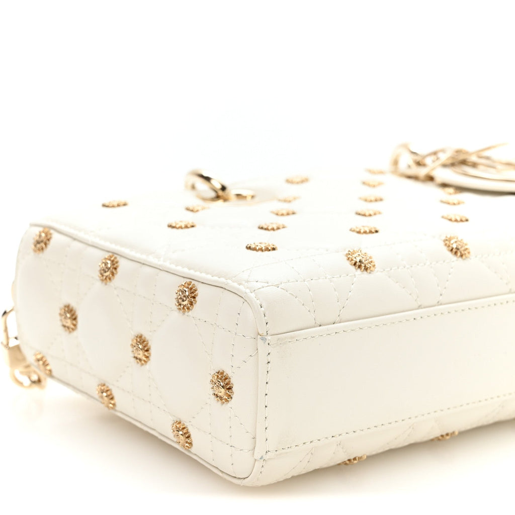 Lambskin Butterfly Cannage Lady D-Joy White